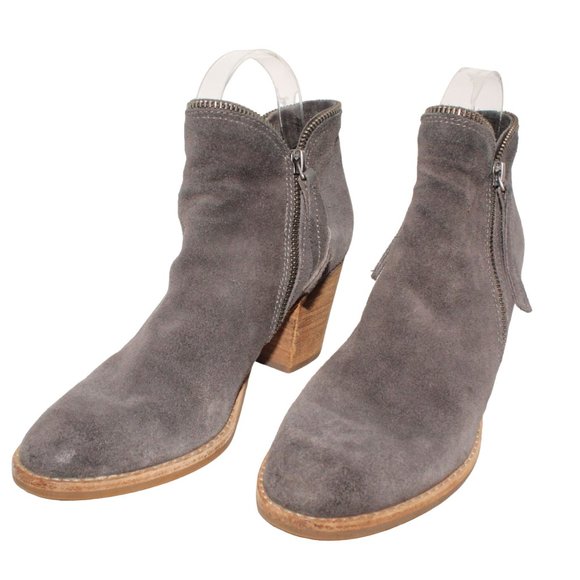 Dolce Vita Grey Leather Suede Womens Sz 7 Booties Ankle Boots Zipper Tassel - Picture 7 of 11